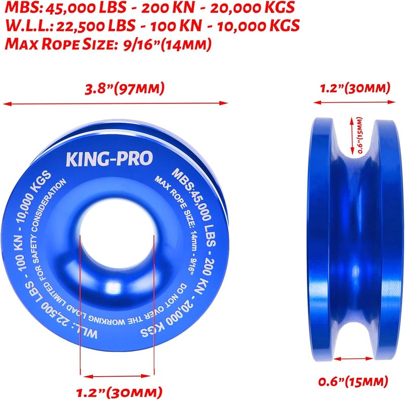 KING-PRO Snatch Recovery Ring, 45000 lbs Winch Snatch Block Pulley Towing Ring, for ATV UTV SUV Truck Off-Road Vehicle Towing Soft Shackle Recovery（Blue） - Image 4